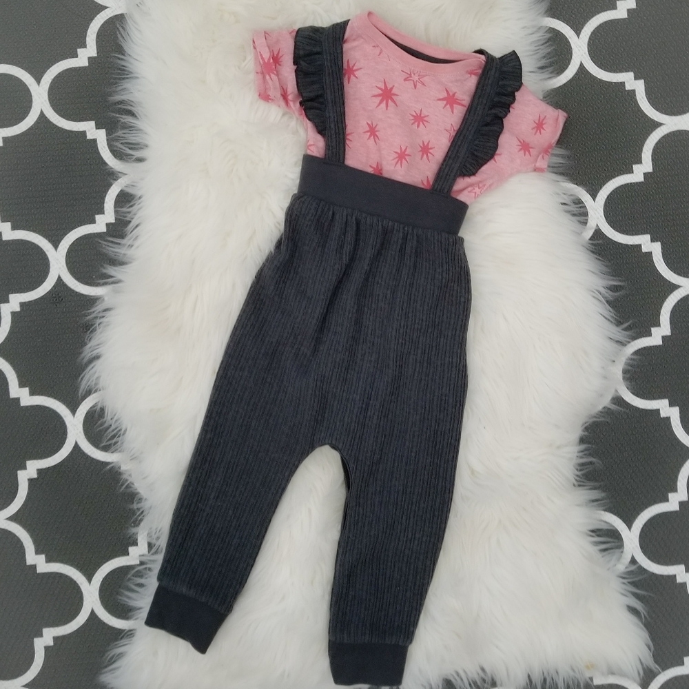 Cat and Jack Ruffle Strap Overall Set